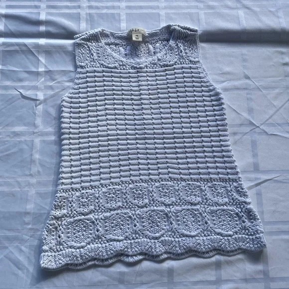 Style & Co Sleeveless Crochet Top, Petite Small, White - Picture 3 of 5